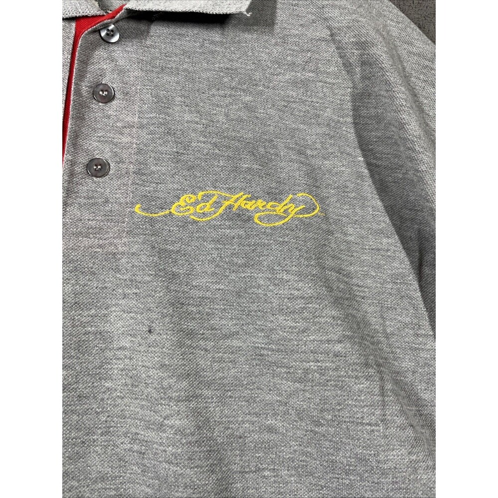 Y2K Ed Hardy by Christian Audigier Embroidered 3X Shirt Golf Grim Reaper Grey - Picture 4 of 12